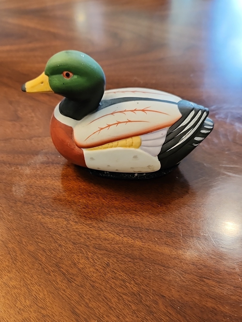Vintage Jasco Wooden Mallard Duck Figurine With Lint Remover
